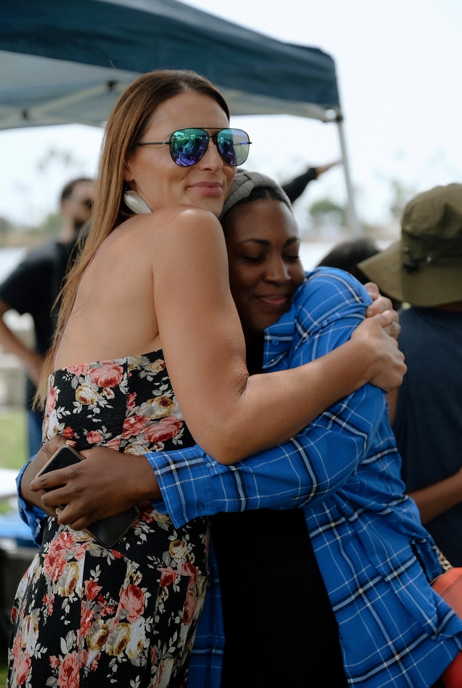 Two women embracing